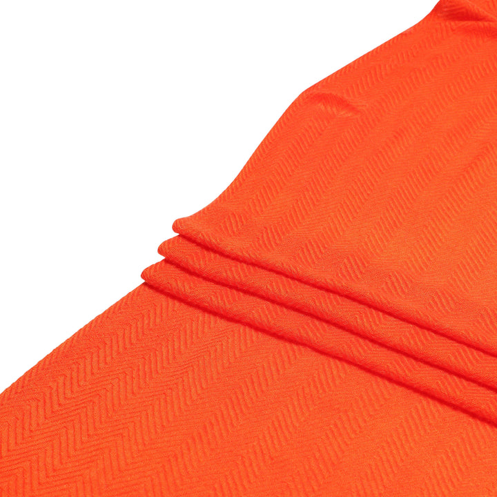 Camel Wool Luxury Scarf - Rusty Orange Chevron Plain