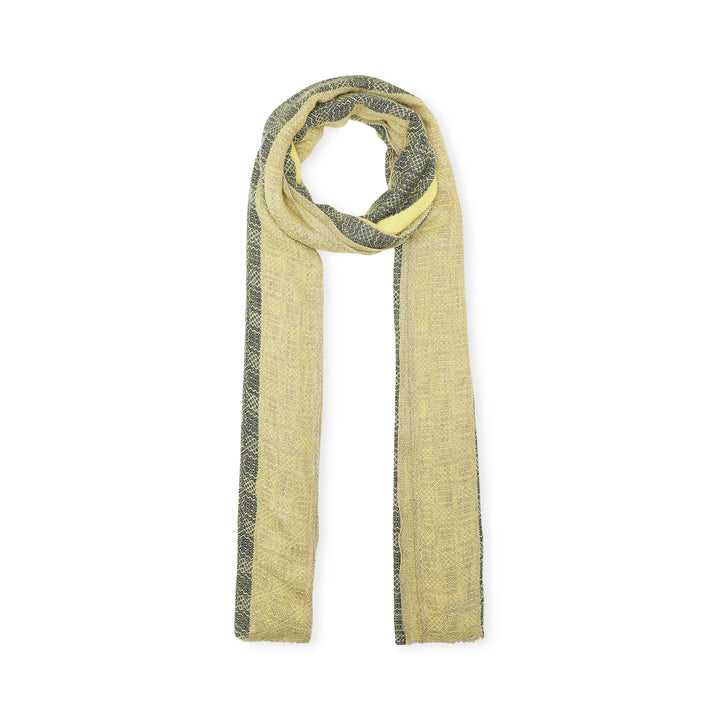 Camel Wool Luxury Scarf - Lime Yellow Window