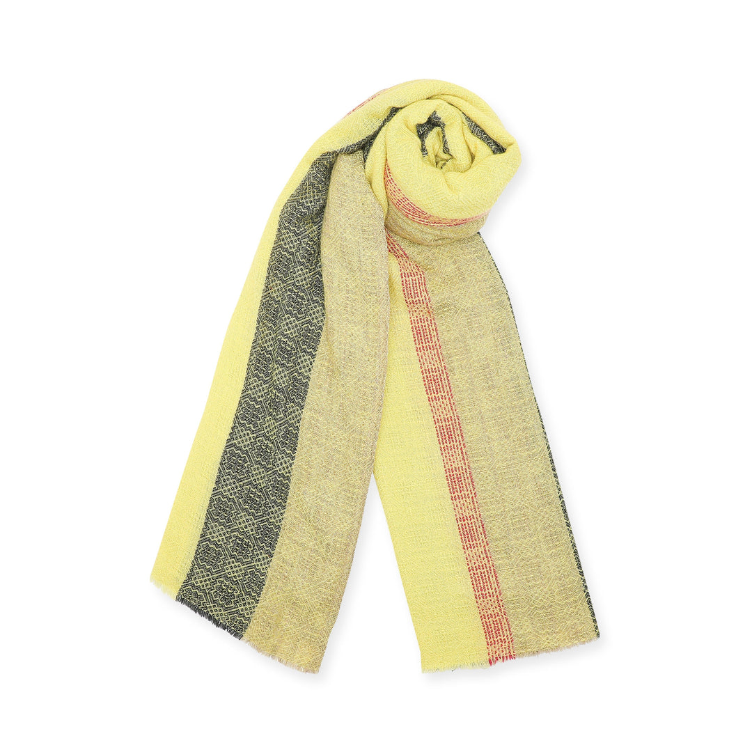 Camel Wool Luxury Scarf - Lime Yellow Window