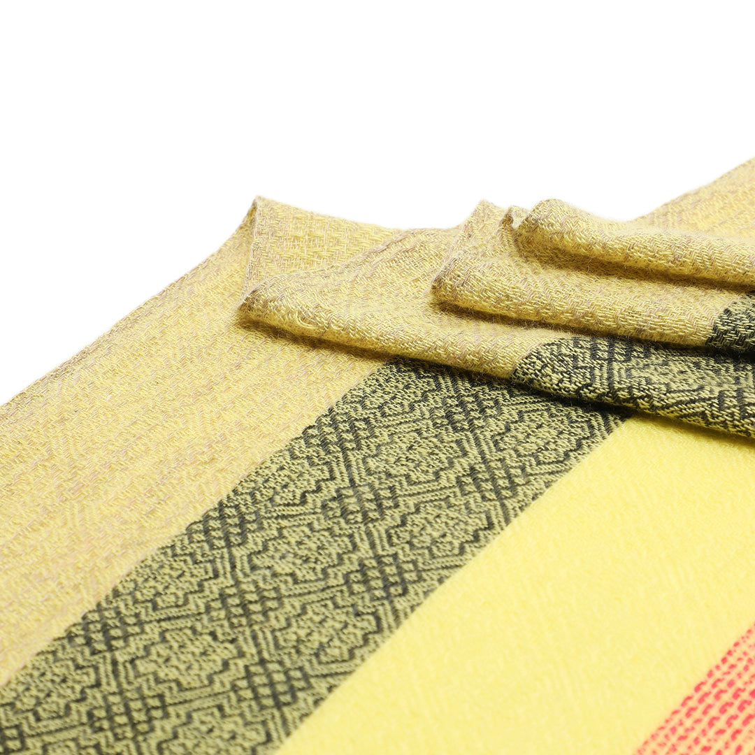 Camel Wool Luxury Scarf - Lime Yellow Window