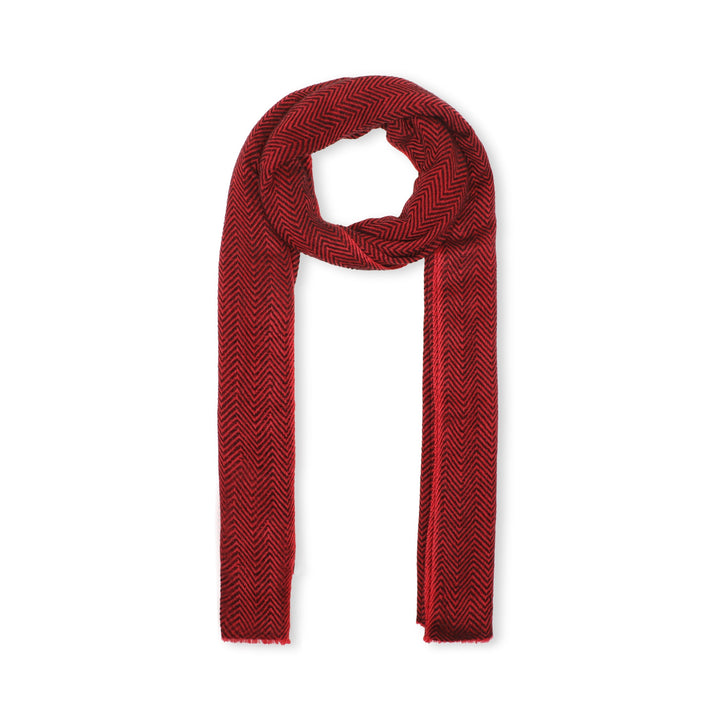 Camel Wool Luxury Scarf - Watermelon Chevron BW