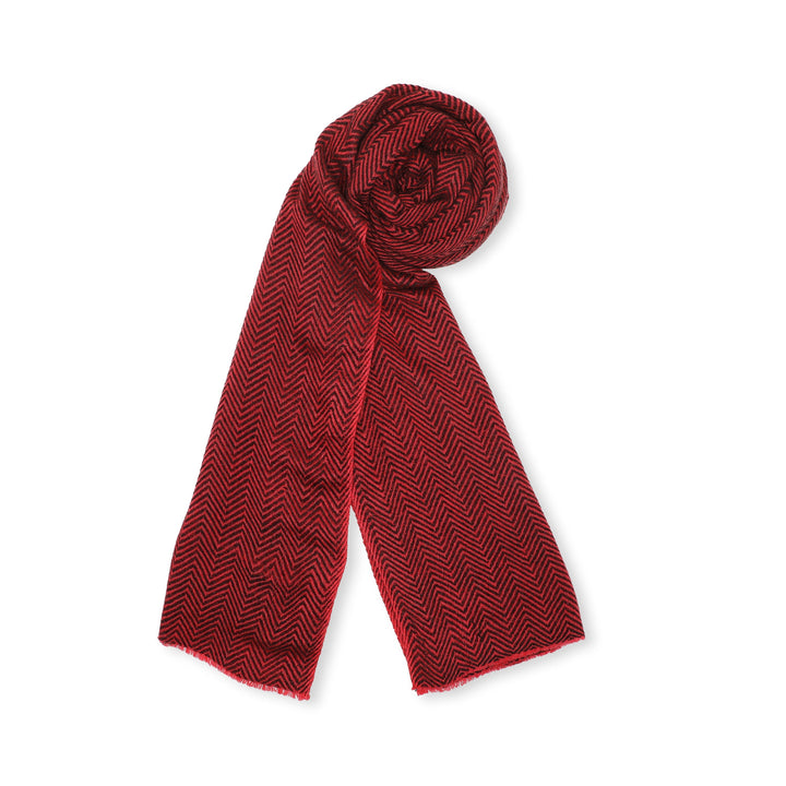 Camel Wool Luxury Scarf - Watermelon Chevron BW