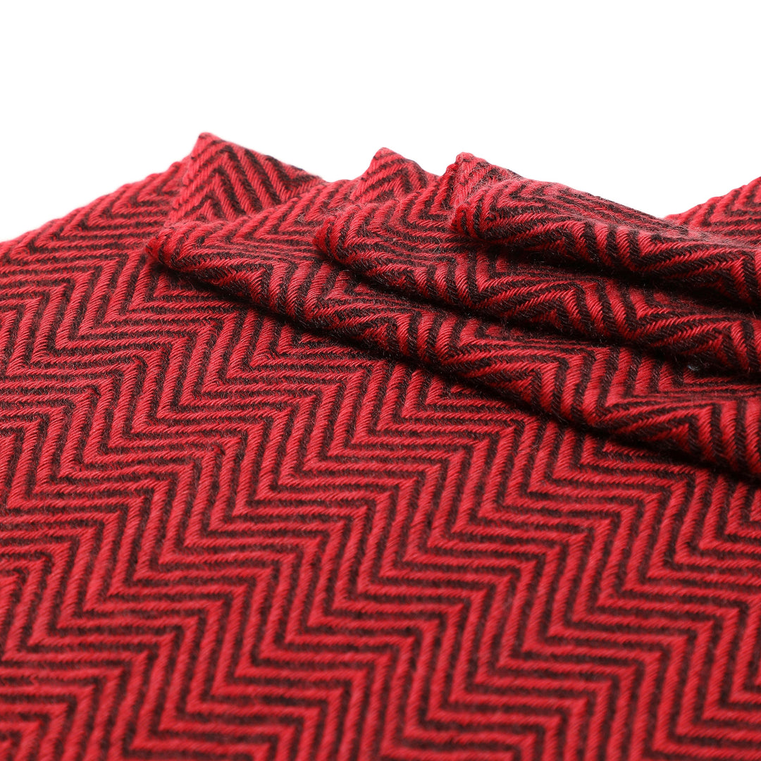Camel Wool Luxury Scarf - Watermelon Chevron BW