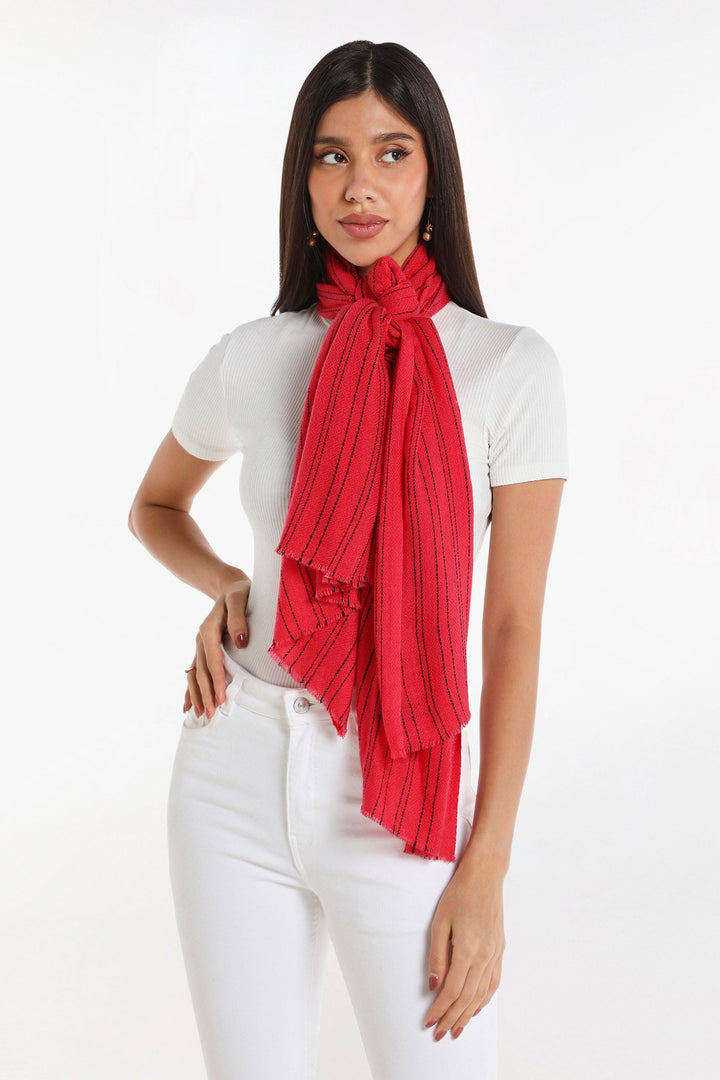Camel Wool Luxury Scarf - Watermelon Verticle