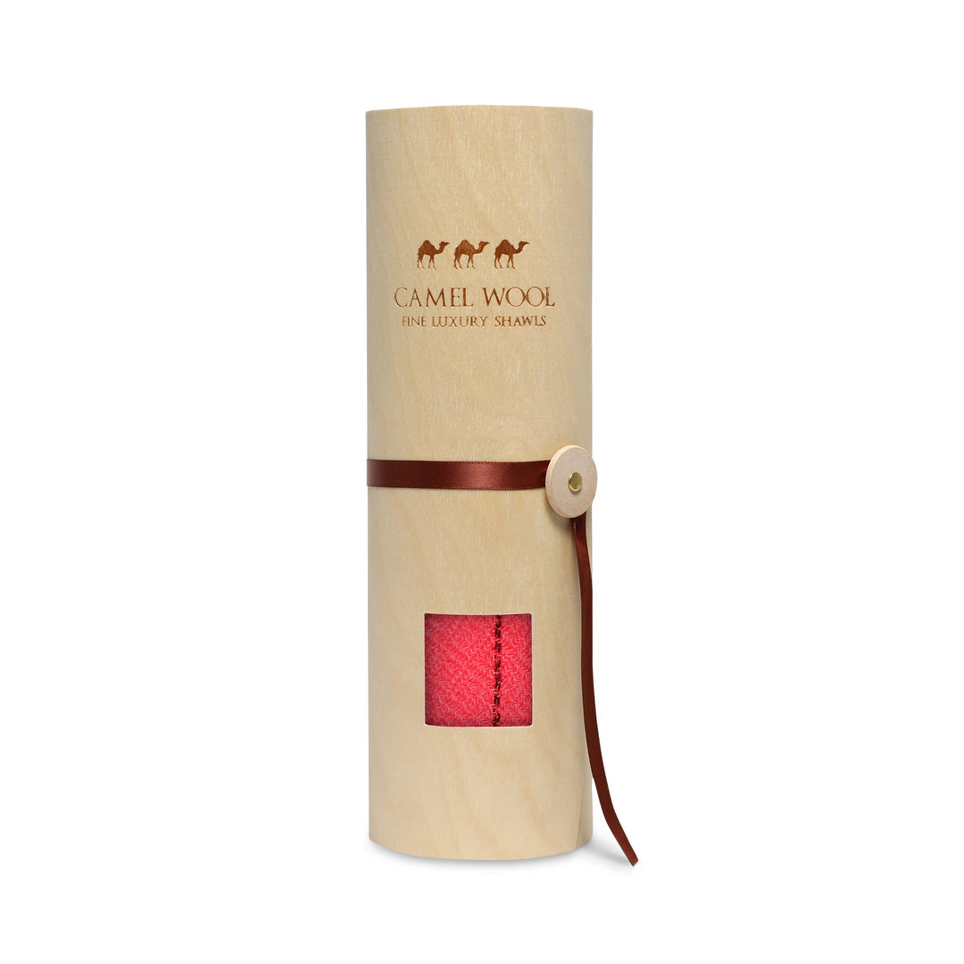 Camel Wool Luxury Scarf - Watermelon Verticle