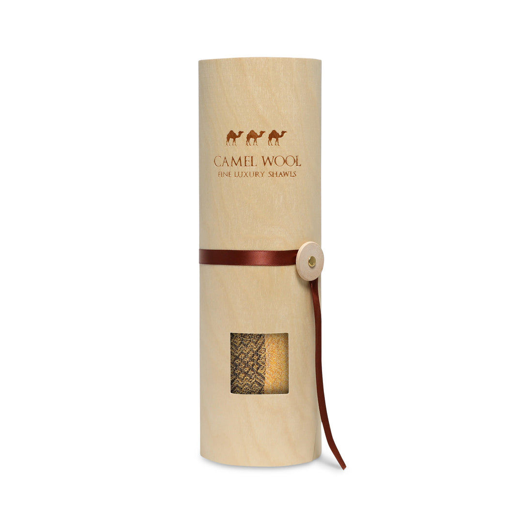 Camel Wool Luxury Scarf - Honey Window