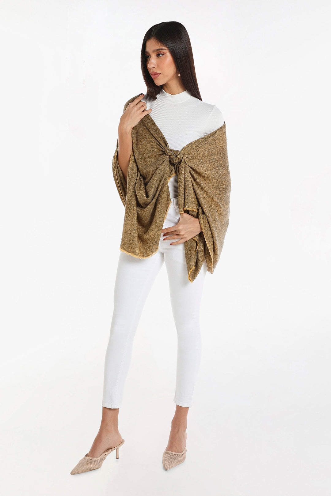 Camel Wool Luxury Scarf - Honey Diamond