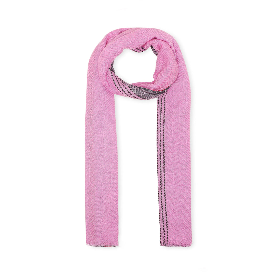 Camel Wool Luxury Scarf - Crocus Chevron Border