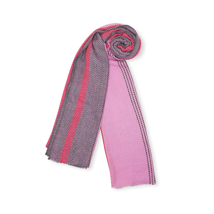 Camel Wool Luxury Scarf - Crocus Chevron Border
