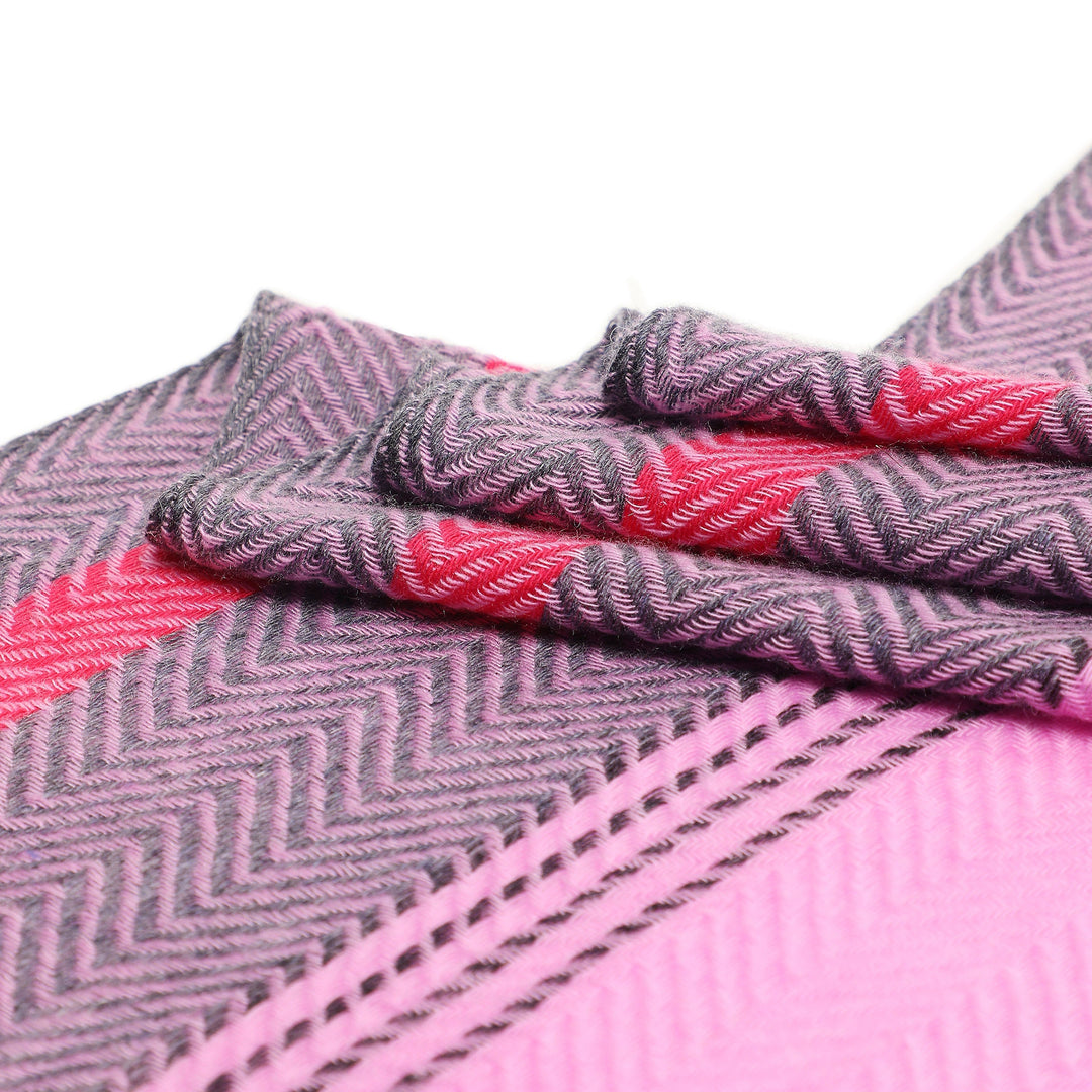 Camel Wool Luxury Scarf - Crocus Chevron Border