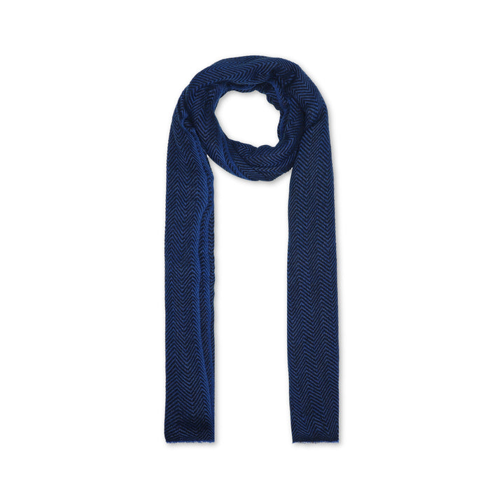 Cobalt Blue Chevron BW Wool Scarf