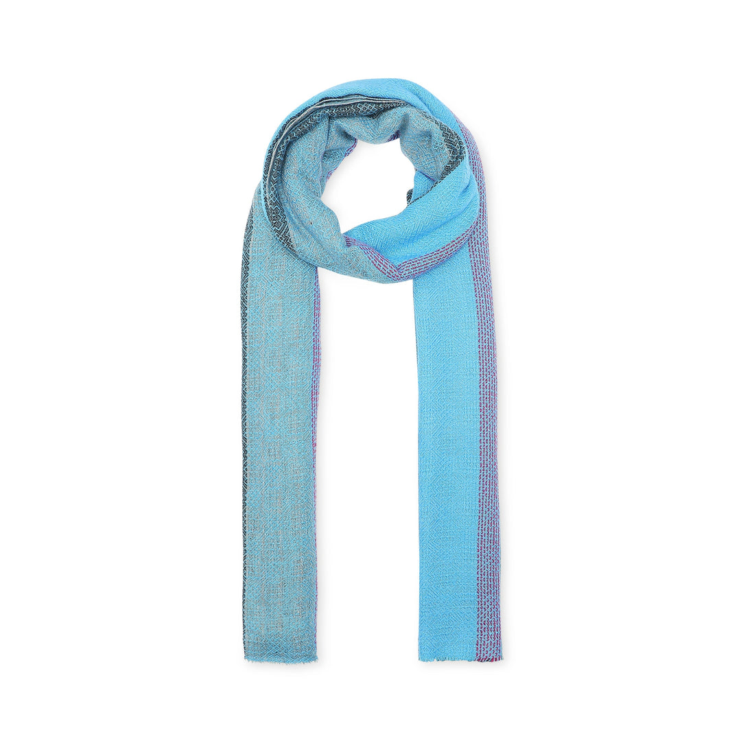 Camel Wool Luxury Scarf - Ocean Blue Window