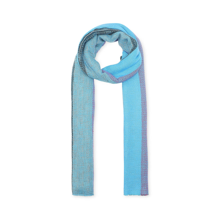 Camel Wool Luxury Scarf - Ocean Blue Window