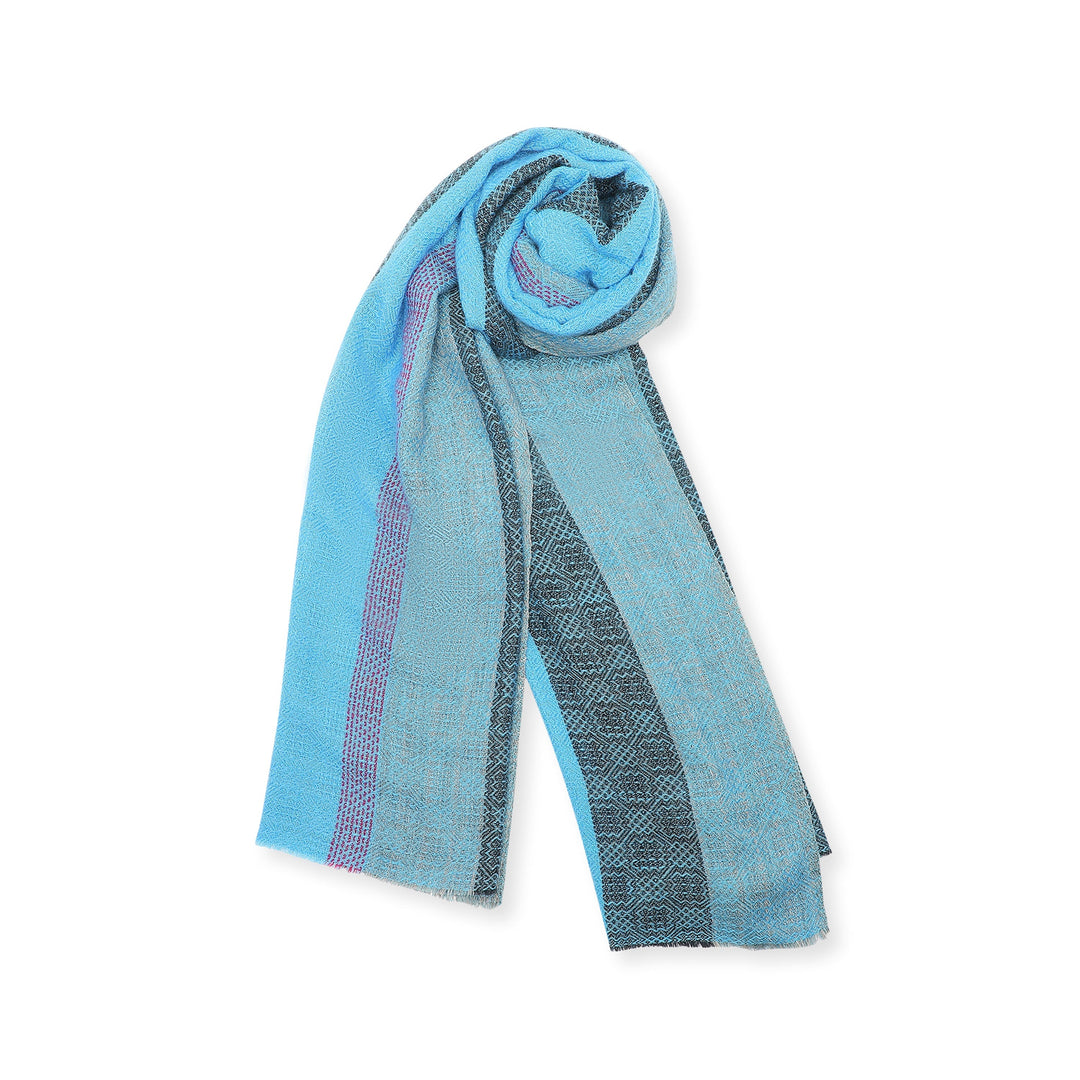 Camel Wool Luxury Scarf - Ocean Blue Window