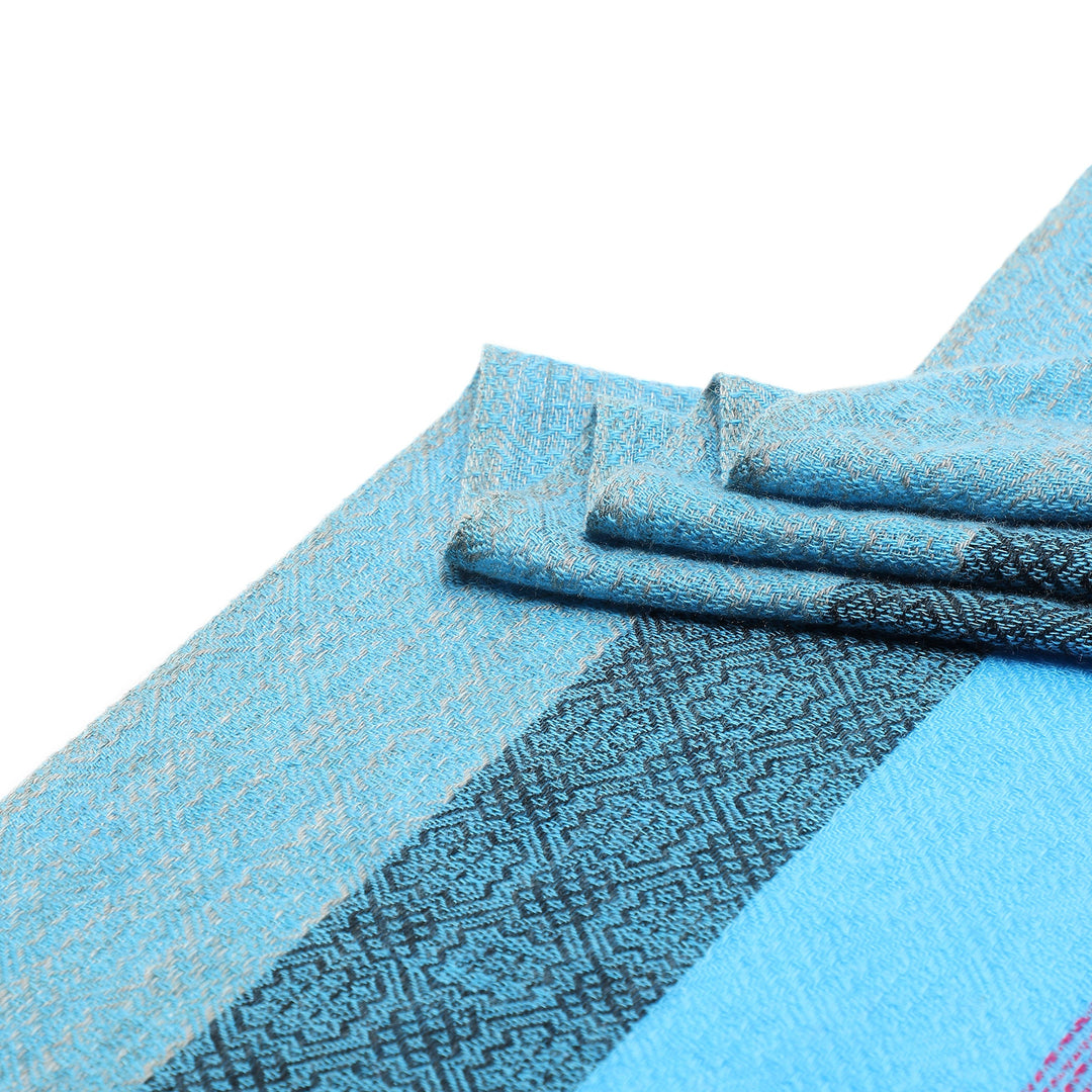 Camel Wool Luxury Scarf - Ocean Blue Window