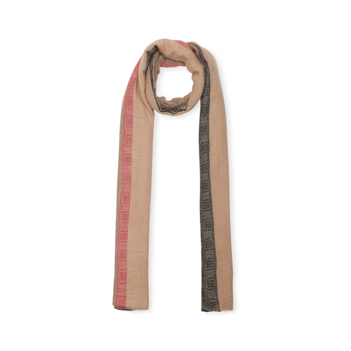 Camel Wool Luxury Scarf - Biscuit Window