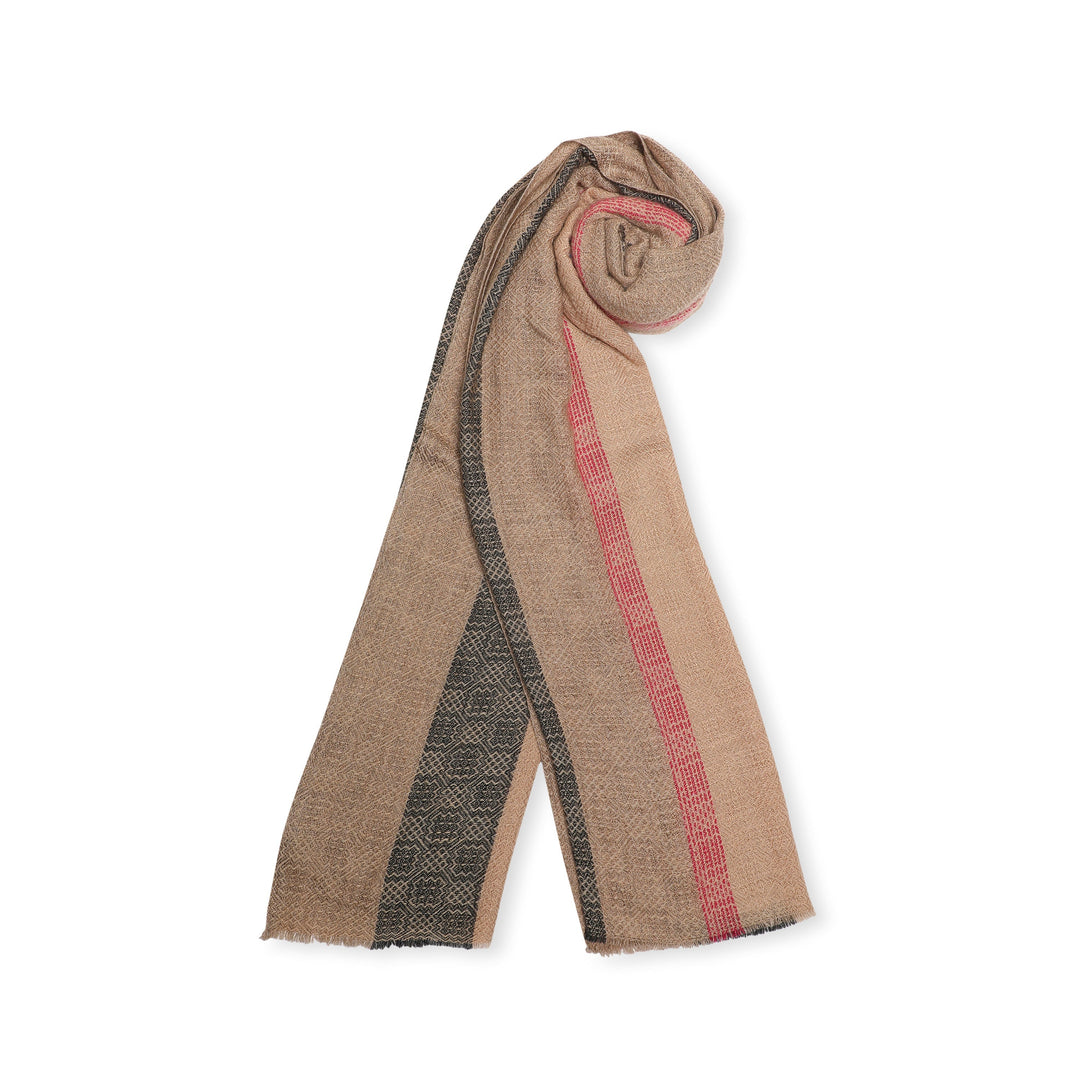 Camel Wool Luxury Scarf - Biscuit Window