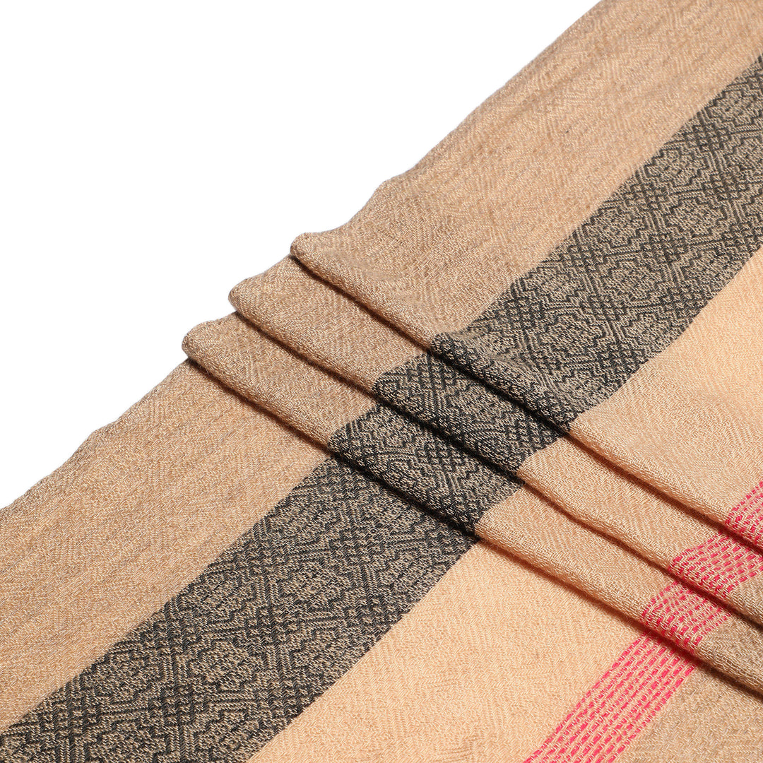 Camel Wool Luxury Scarf - Biscuit Window