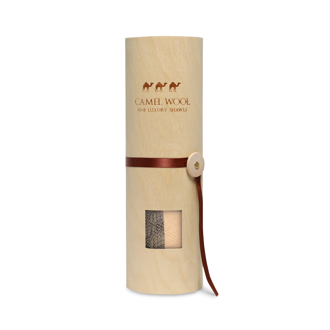 Camel Wool Luxury Scarf - Biscuit Window