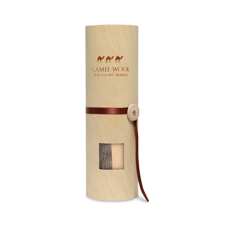 Camel Wool Luxury Scarf - Biscuit Window