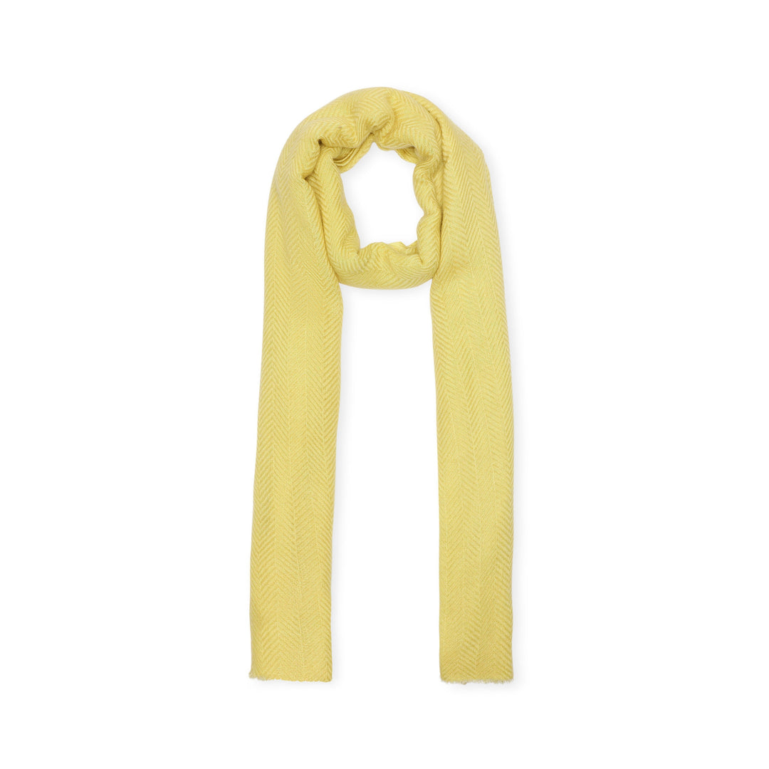 Camel Wool Luxury Scarf - Lime Yellow Chevron Plain
