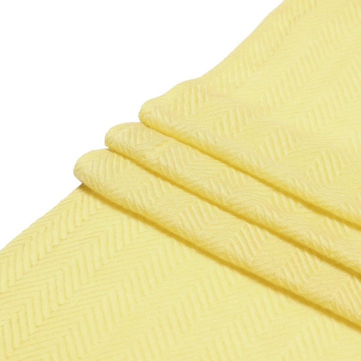 Camel Wool Luxury Scarf - Lime Yellow Chevron Plain
