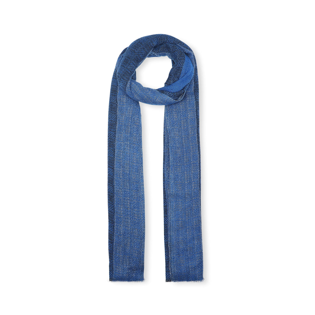 Camel Wool Luxury Scarf - Cobalt Blue Window
