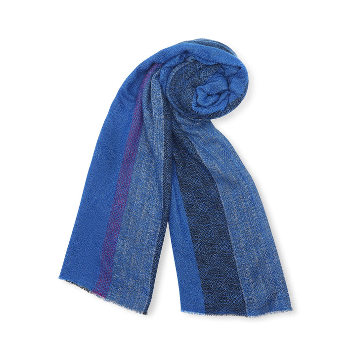Camel Wool Luxury Scarf - Cobalt Blue Window