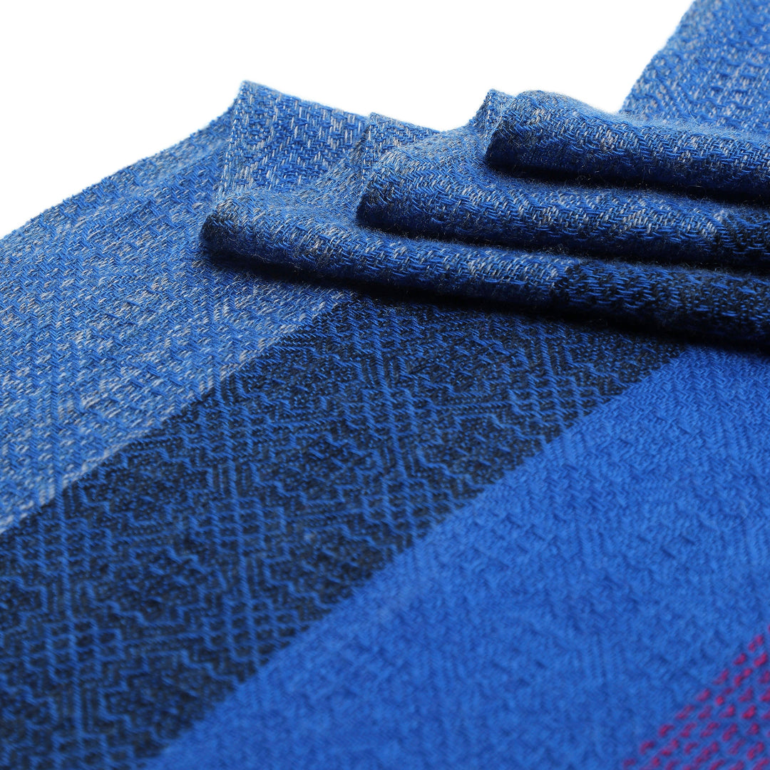 Camel Wool Luxury Scarf - Cobalt Blue Window