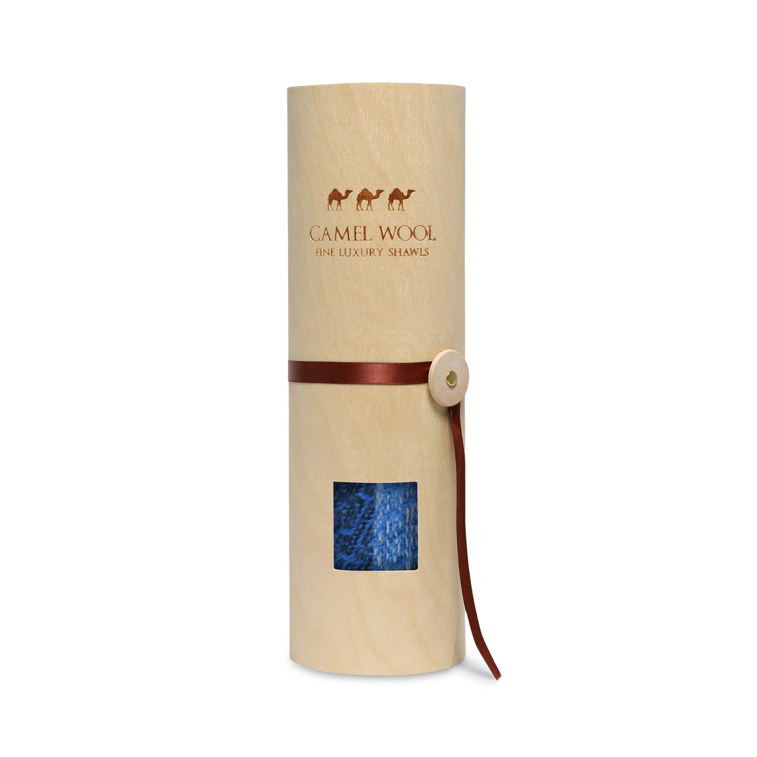 Camel Wool Luxury Scarf - Cobalt Blue Window