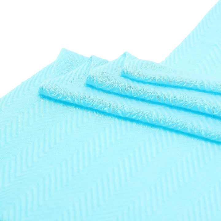 Camel Wool Luxury Scarf - Turquoise Chevron Plain