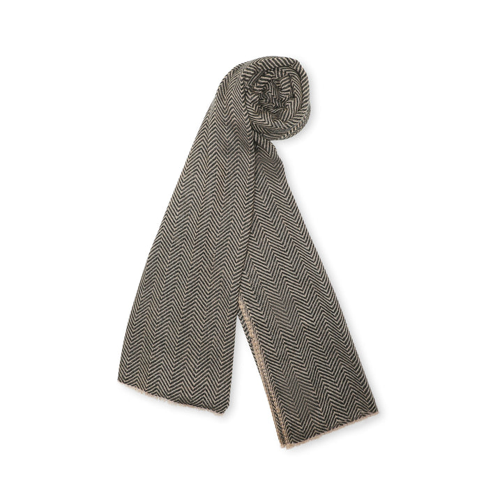 Camel Wool Luxury Scarf - Biscuit Chevron BW