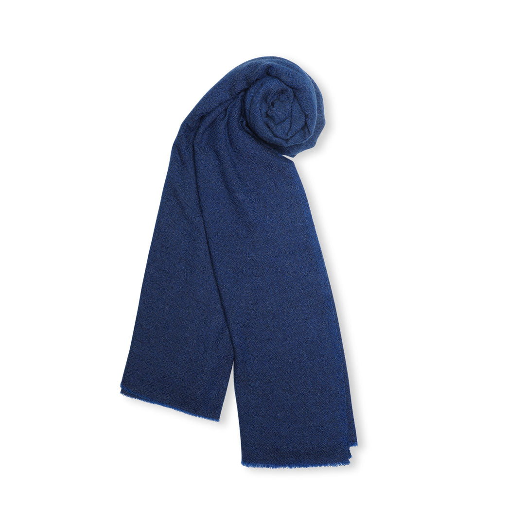 Camel Wool Luxury Scarf - Cobalt Blue Diamond