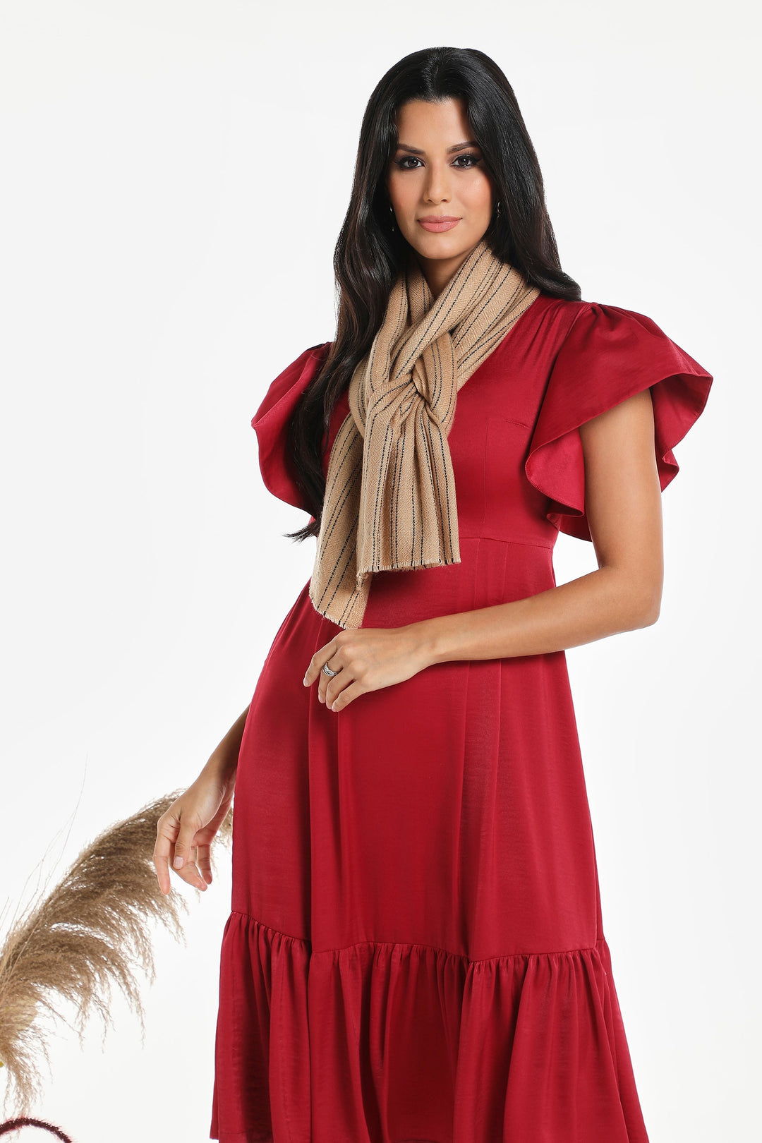 Camel Wool Luxury Scarf - Camel Verticle