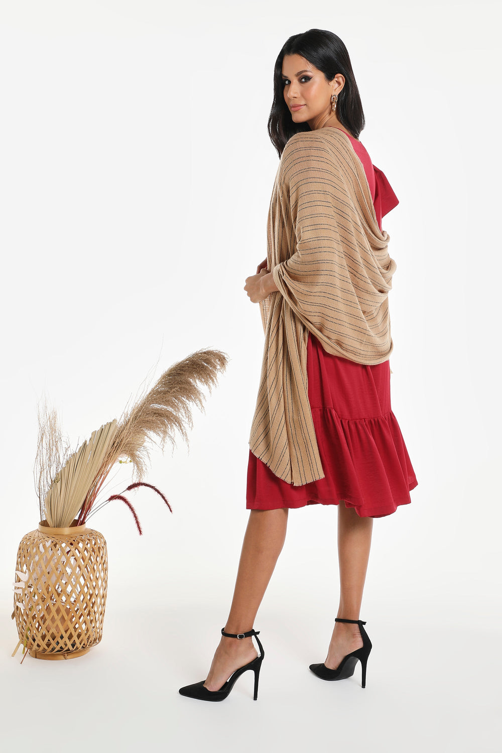 Camel Wool Luxury Scarf - Camel Verticle