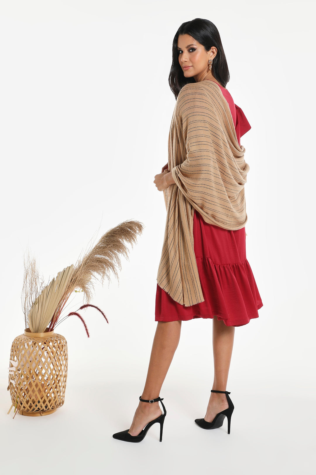 Camel Wool Luxury Scarf - Camel Verticle