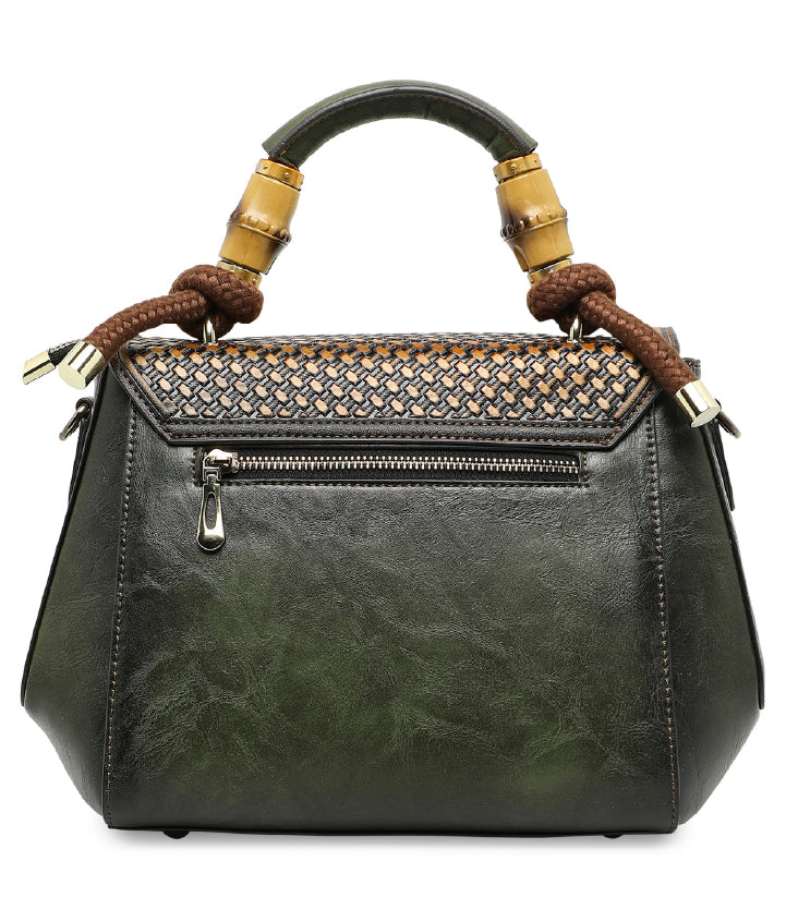 Aura Women's Genuine Leather Handbag - Army Green
