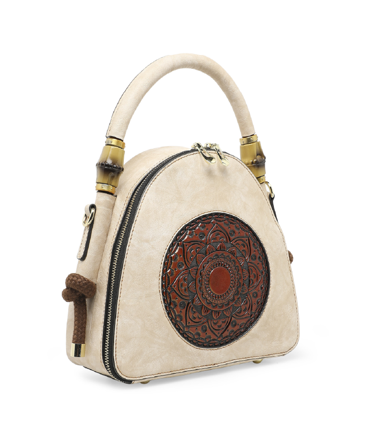 Trilliant Women's Genuine Leather Handbag - Apricot