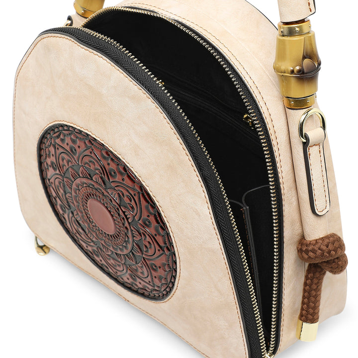 Trilliant Women's Genuine Leather Handbag - Apricot