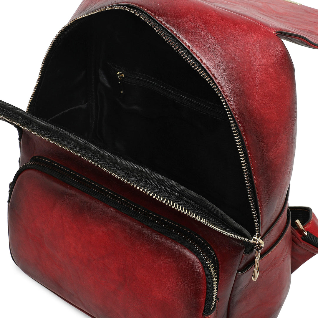 Halo Women's Genuine Leather Backpack - Crimson Red