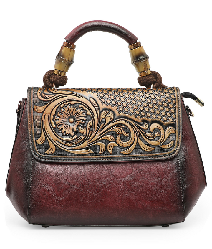 Aura Women's Genuine Leather Handbag - Wine