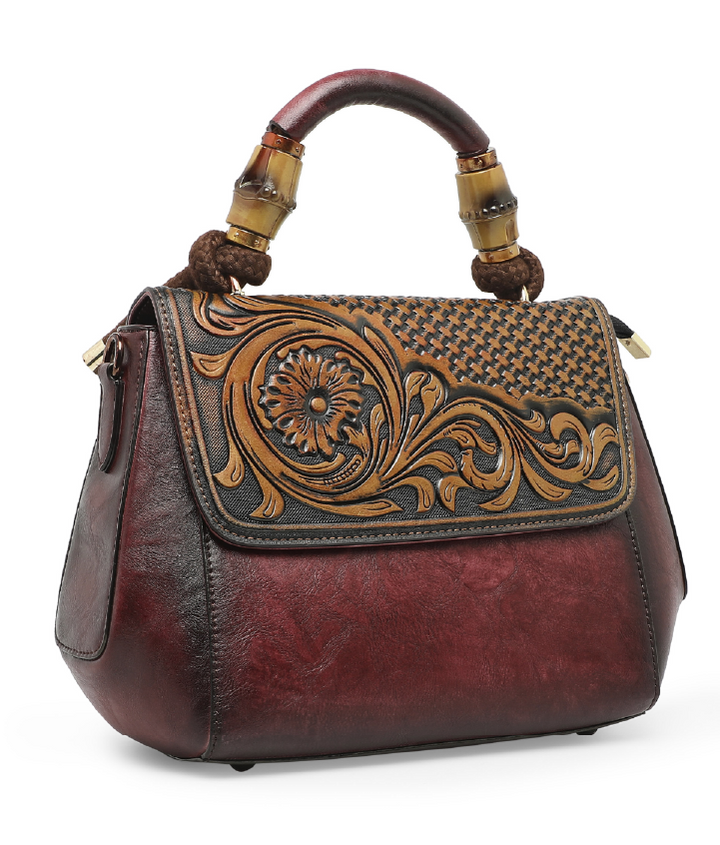 Aura Women's Genuine Leather Handbag - Wine