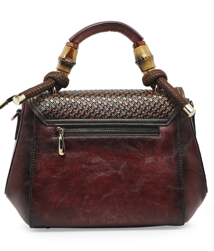 Aura Women's Genuine Leather Handbag - Wine