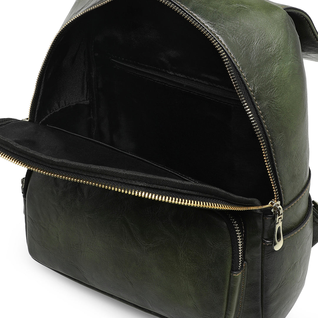 Halo Women's Genuine Leather Backpack - Army Green