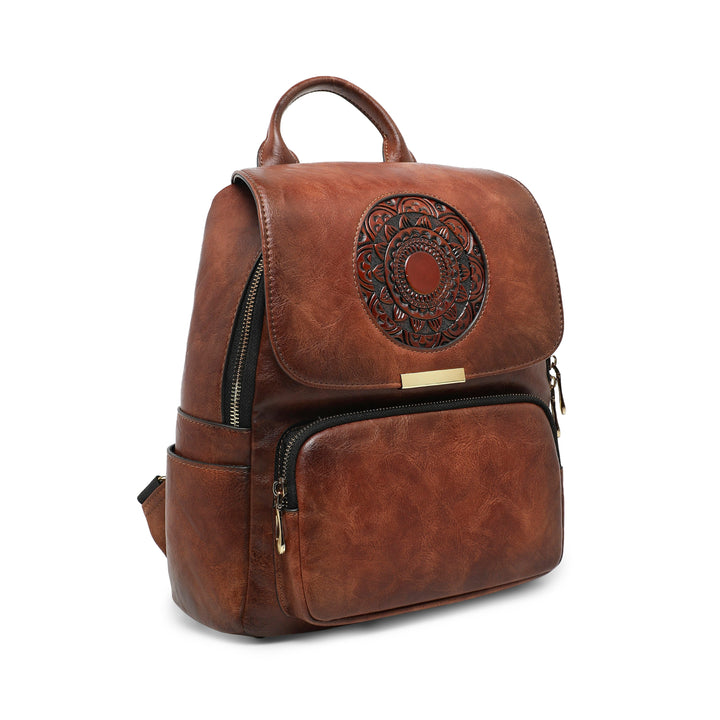 Halo Women's Genuine Leather Backpack - Brown