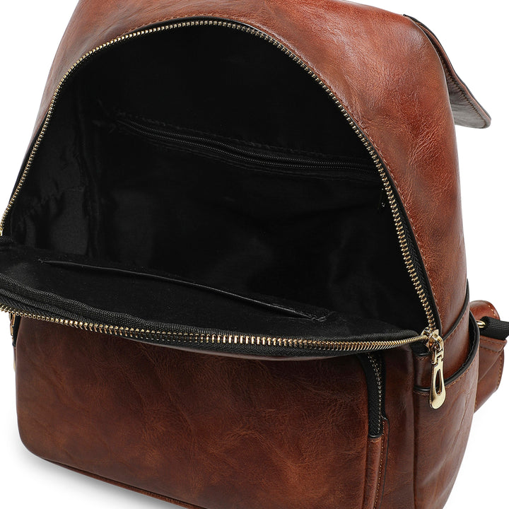 Halo Women's Genuine Leather Backpack - Brown