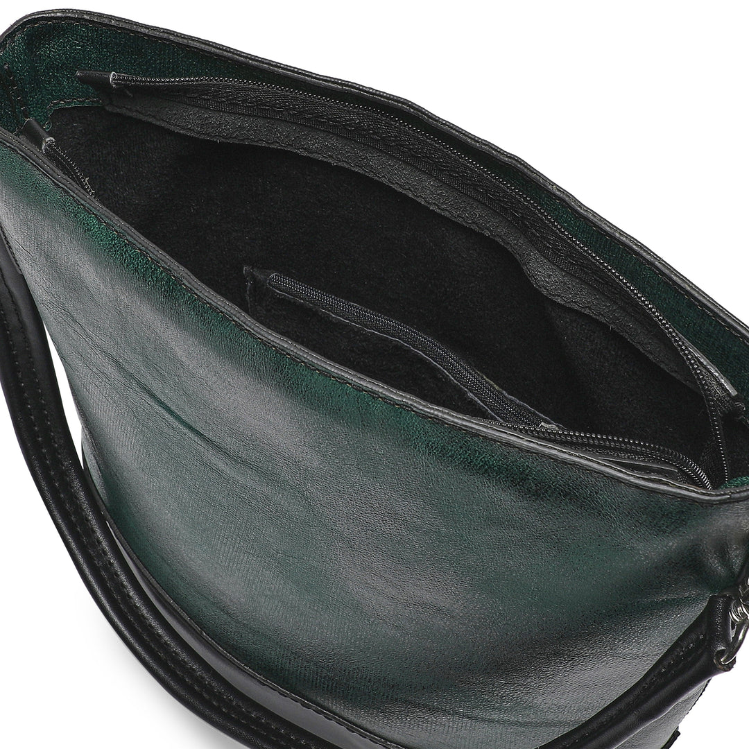 Maliheh Women's Genuine Leather Handbag - Green