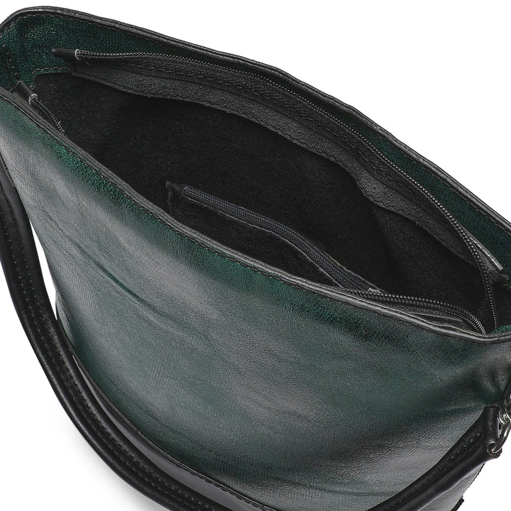 Maliheh Women's Genuine Leather Handbag - Green