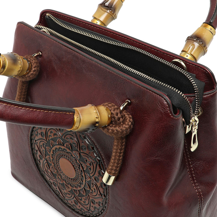 Laila Women's Genuine Leather Handbag - Wine