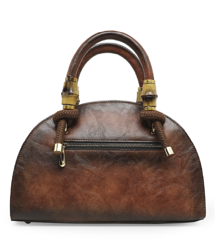 Crescent Women's Genuine Leather Handbag - Brown